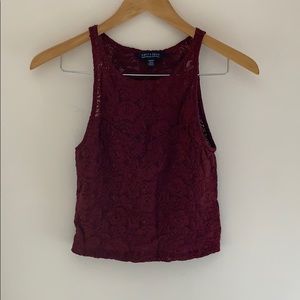 AE Soft & Sexy Lace Crop Top in Maroon